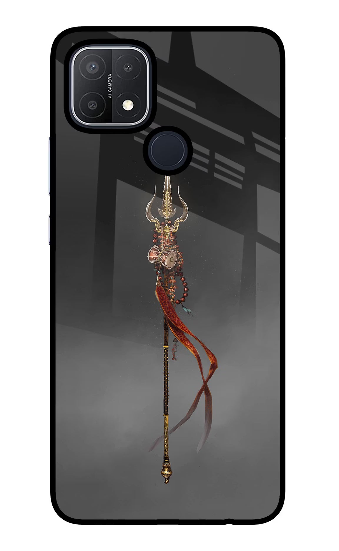 Shiv Trishul Oppo A15/A15s Glass Case Back Cover by Casekaro