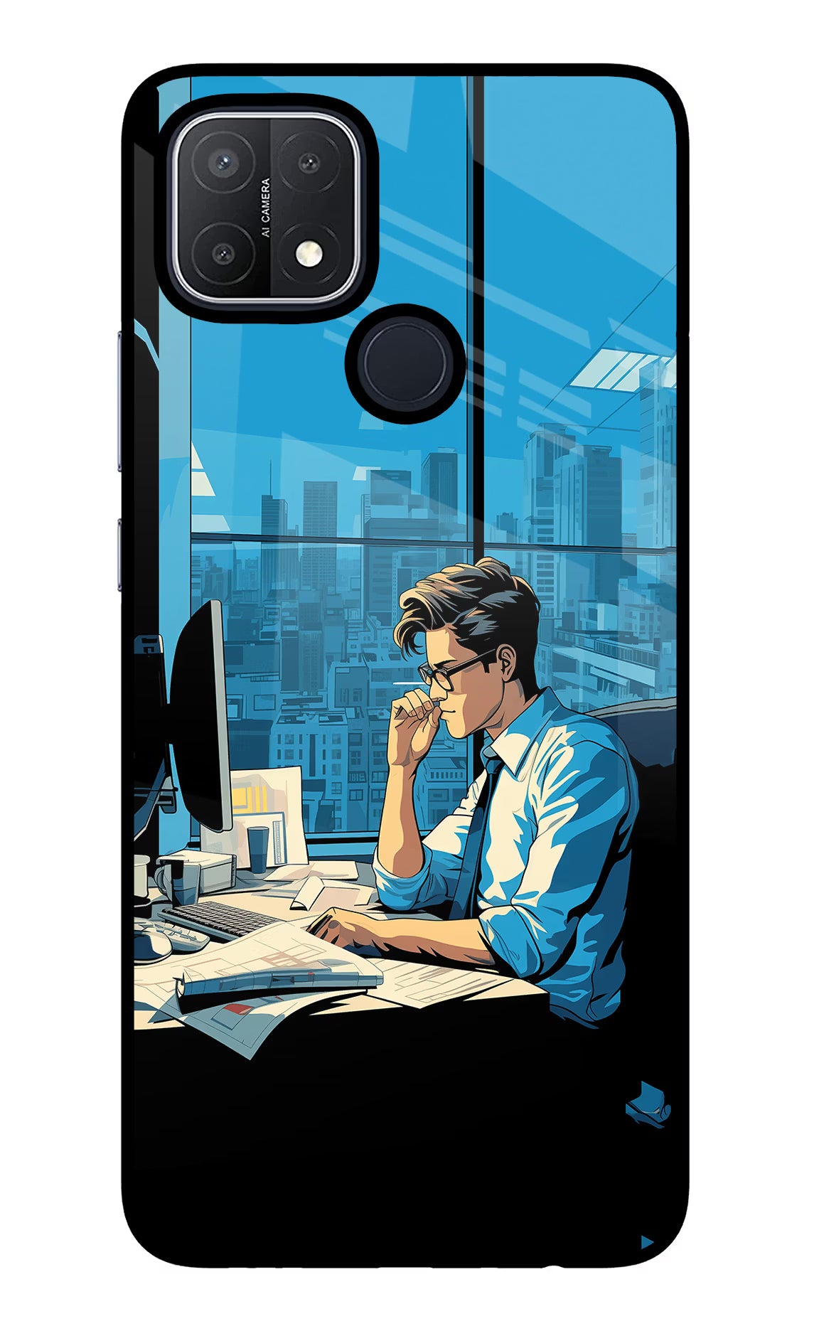 Focused Hustler (AI Generated) Oppo A15/A15s Glass Case Back Cover by Casekaro