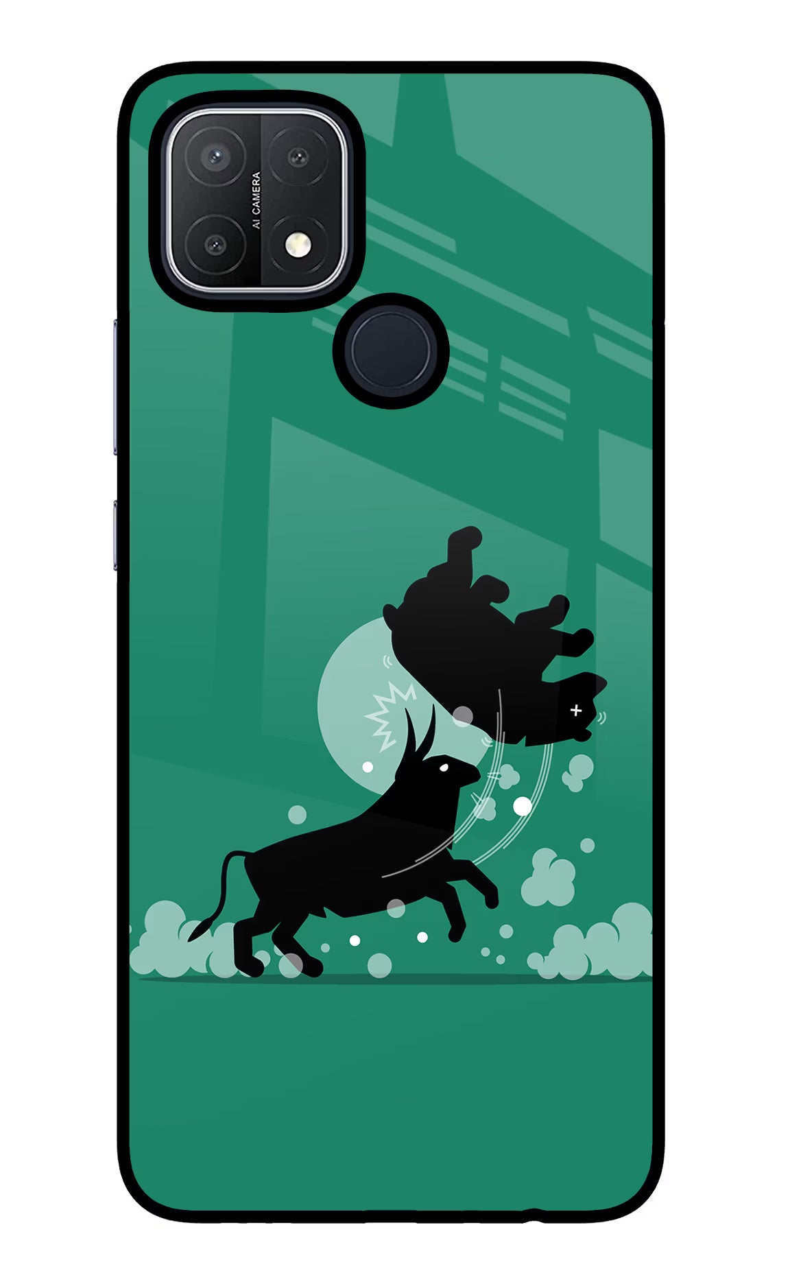 Bull Conqueror Oppo A15/A15s Glass Case Back Cover by Casekaro