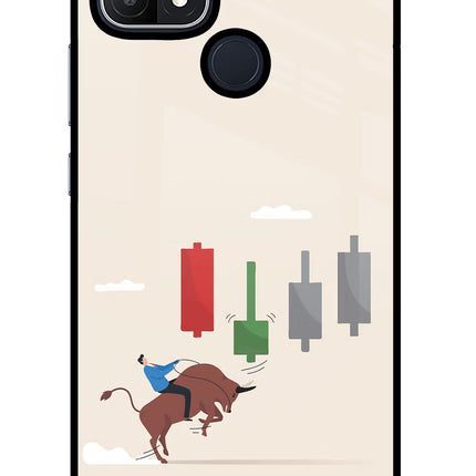 Bull Trading Momentum Oppo A15/A15s Glass Case Back Cover by Casekaro
