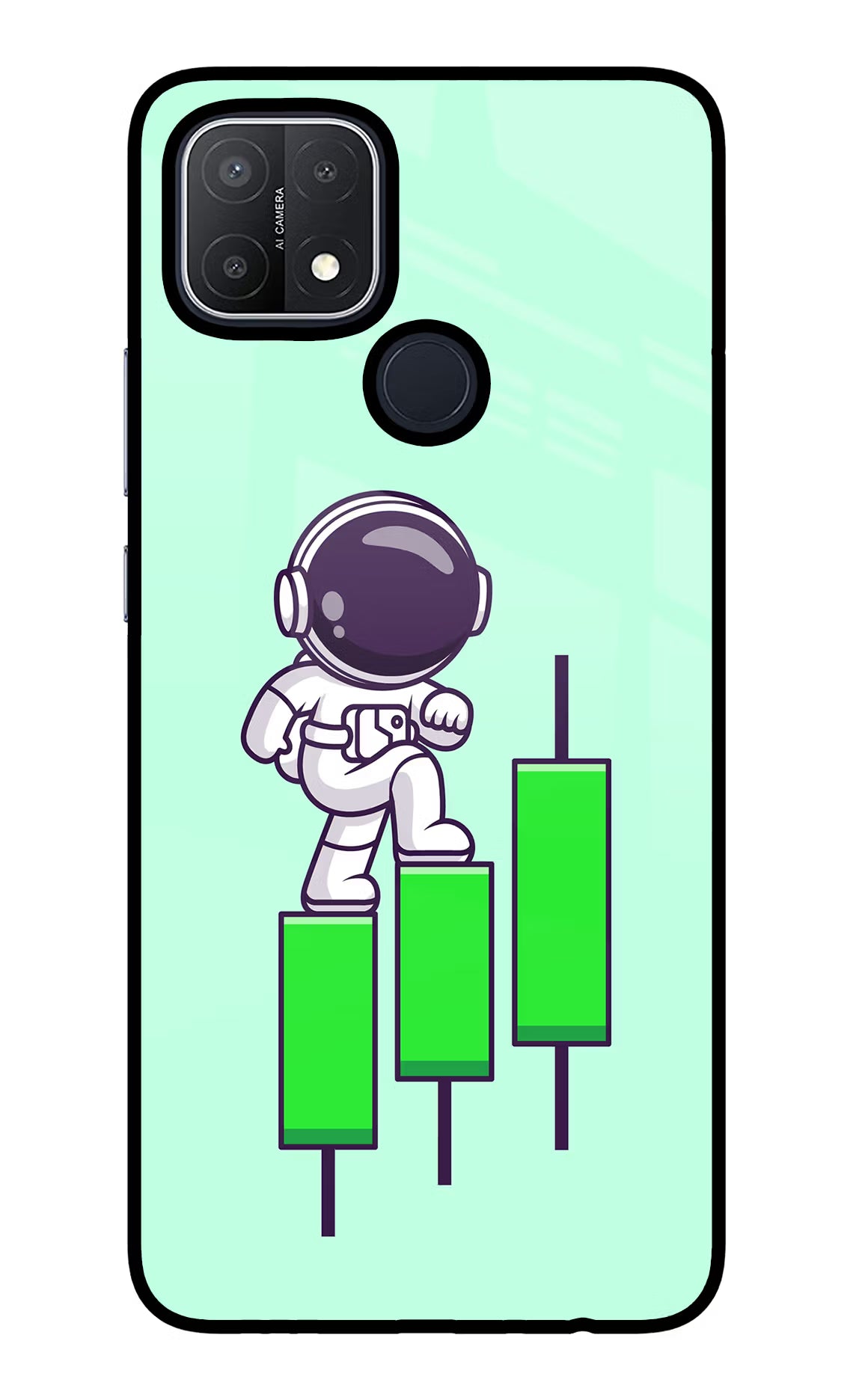 Astronaut Trader Oppo A15/A15s Glass Case Back Cover by Casekaro