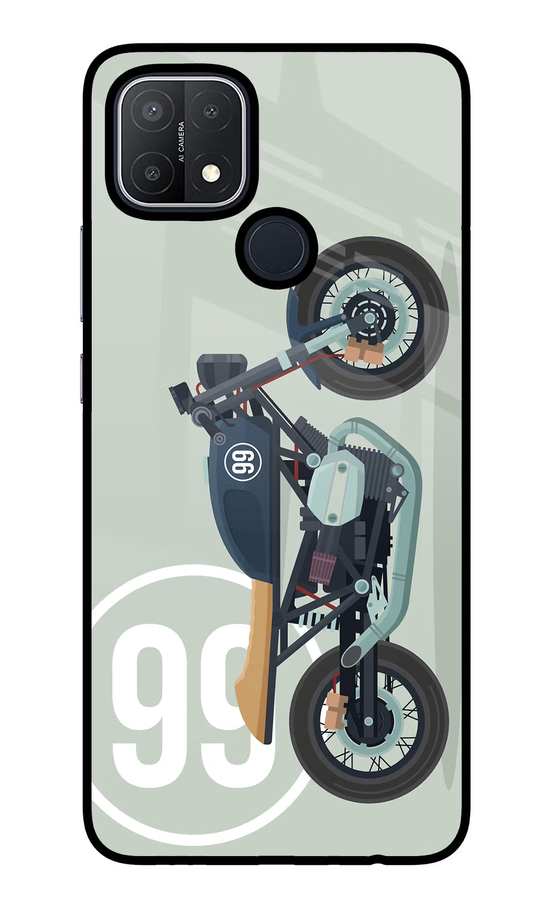 Classic Cafe Racer 99 Oppo A15/A15s Glass Case Back Cover by Casekaro