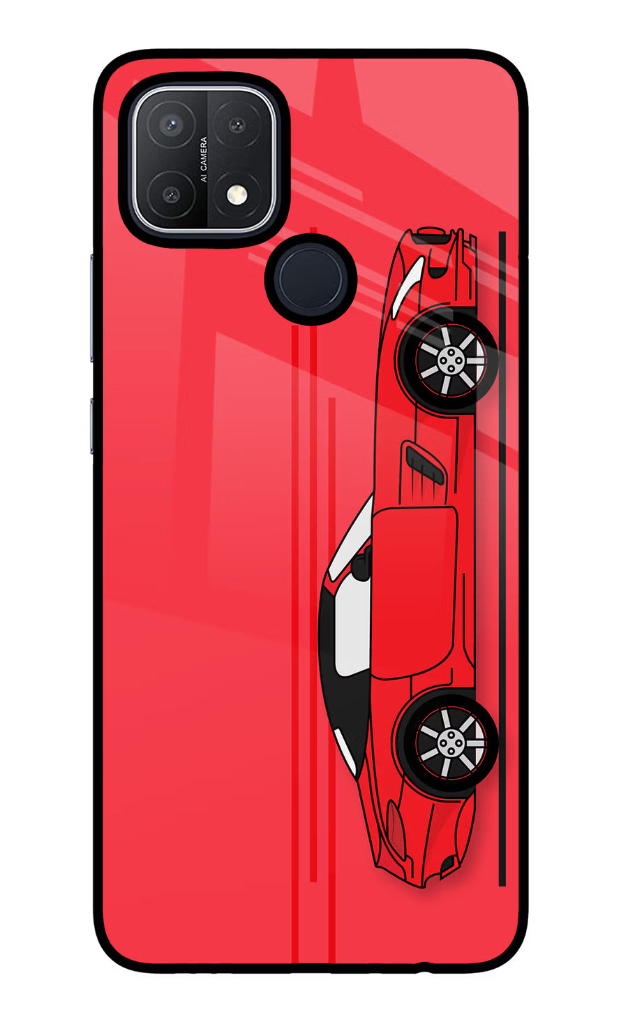 Red Velocity Oppo A15/A15s Back Cover, Glass case
