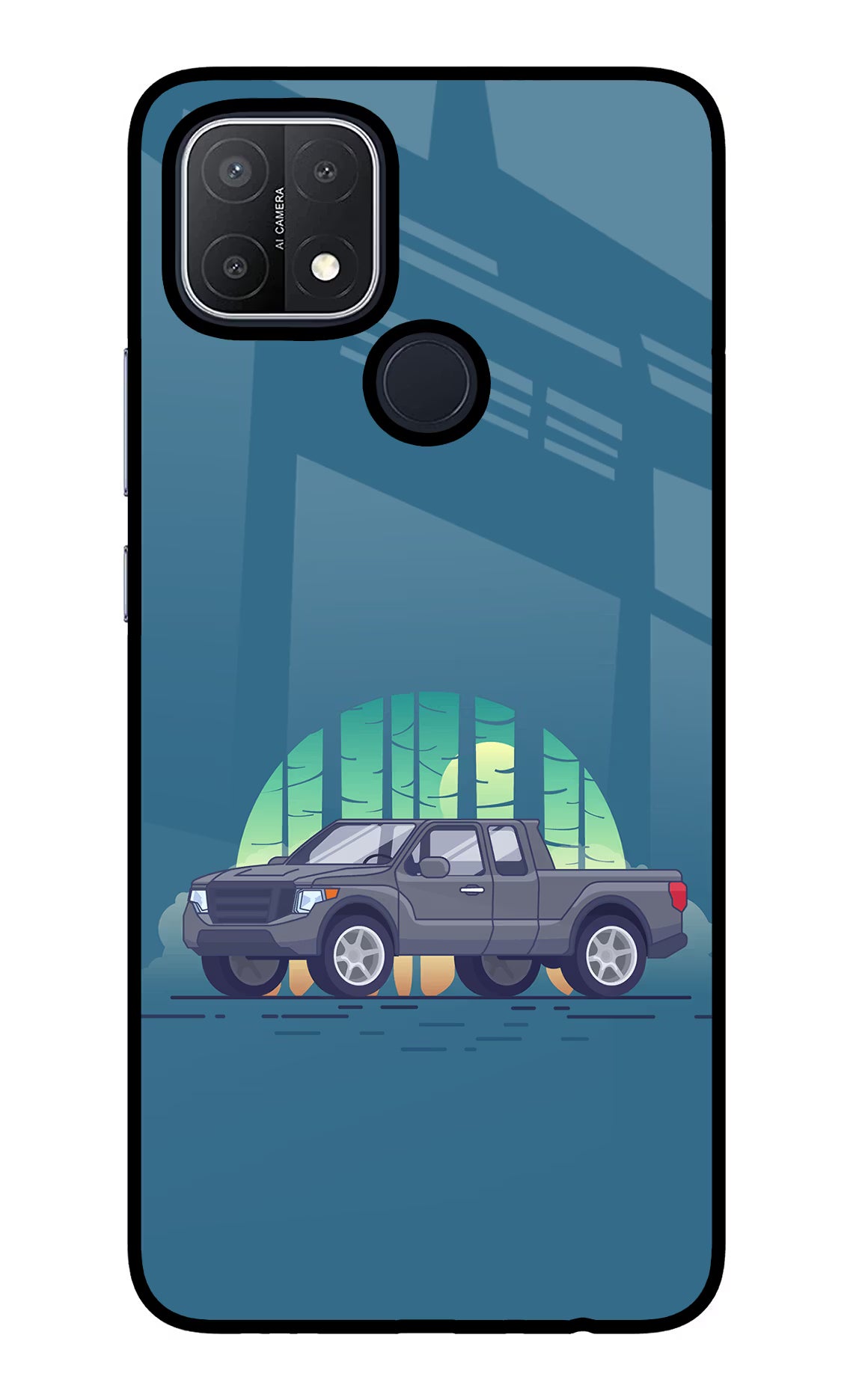 Retro Garage Vibe Oppo A15/A15s Glass Case Back Cover by Casekaro