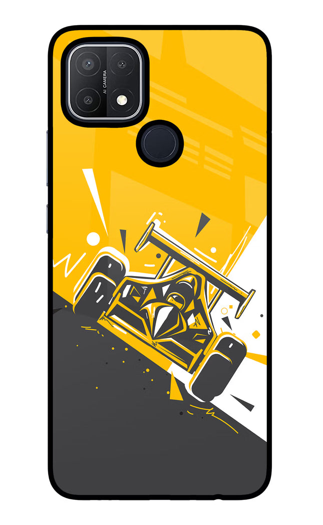 Track King Oppo A15/A15s Glass Case Back Cover by Casekaro