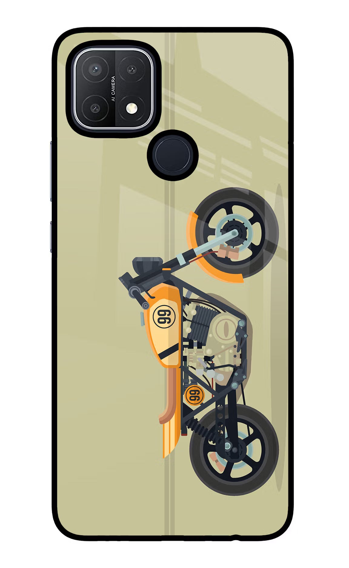 Vertical Speedster Oppo A15/A15s Glass Case Back Cover by Casekaro