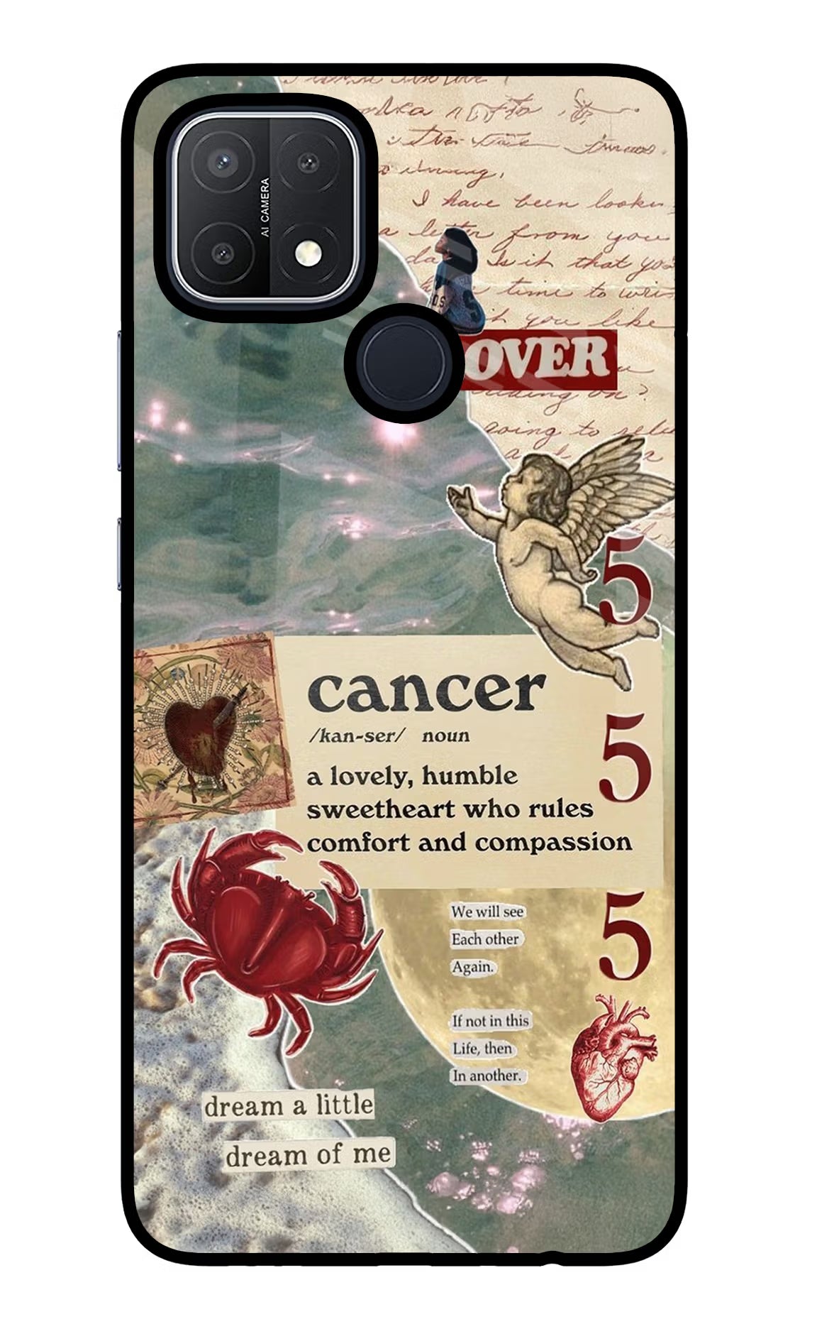 Cancer Zodiac Oppo A15/A15s Glass Case Back Cover by Casekaro