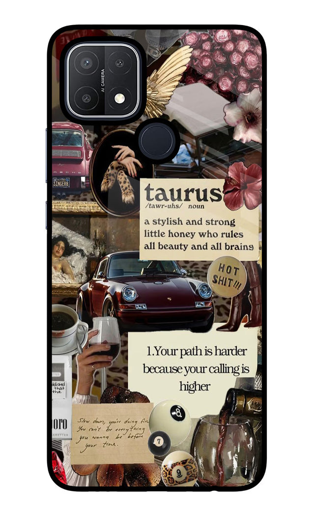 Taurus Zodiac Oppo A15/A15s Glass Case Back Cover by Casekaro