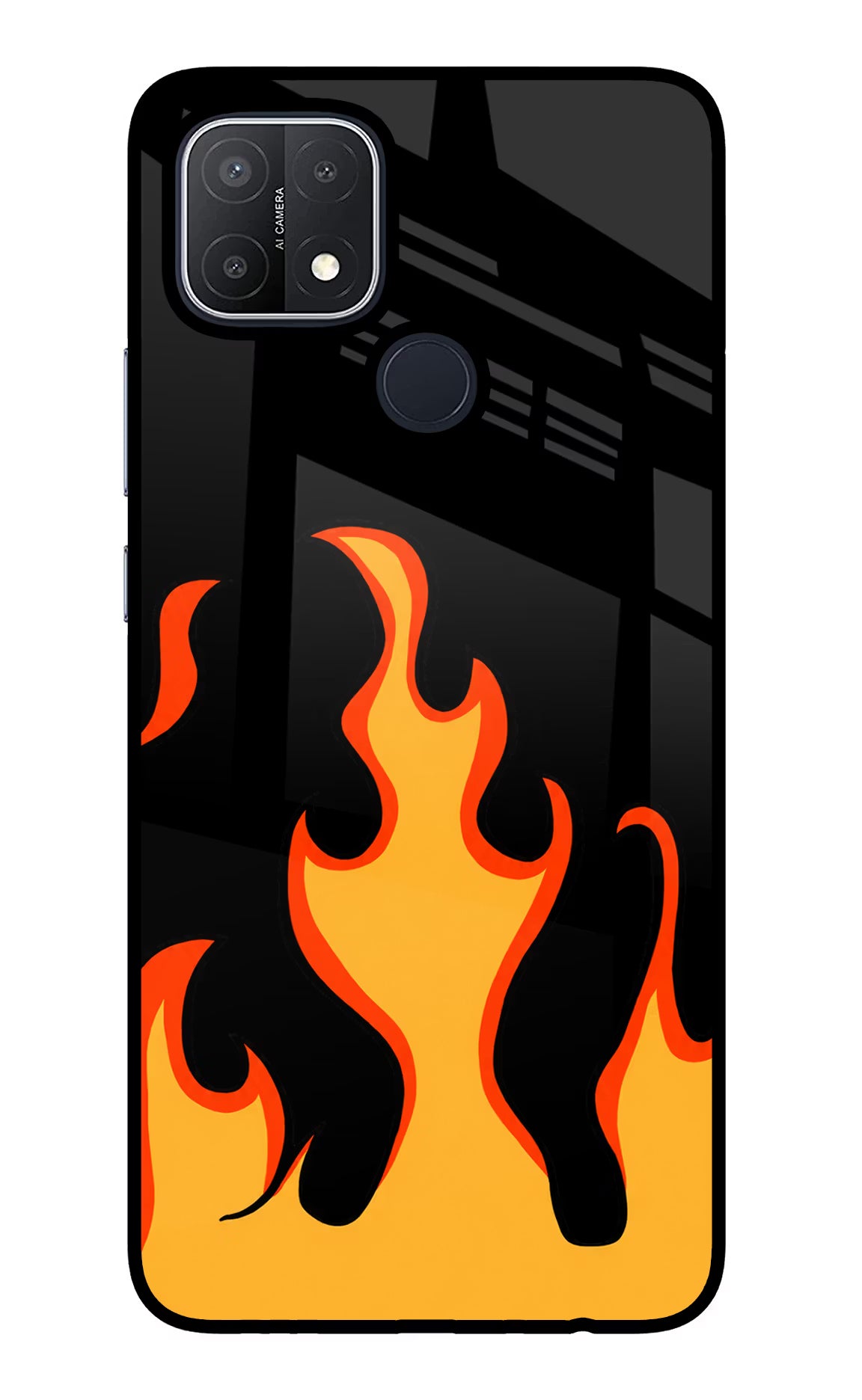 Fired Up – Black Oppo A15/A15s Glass Case