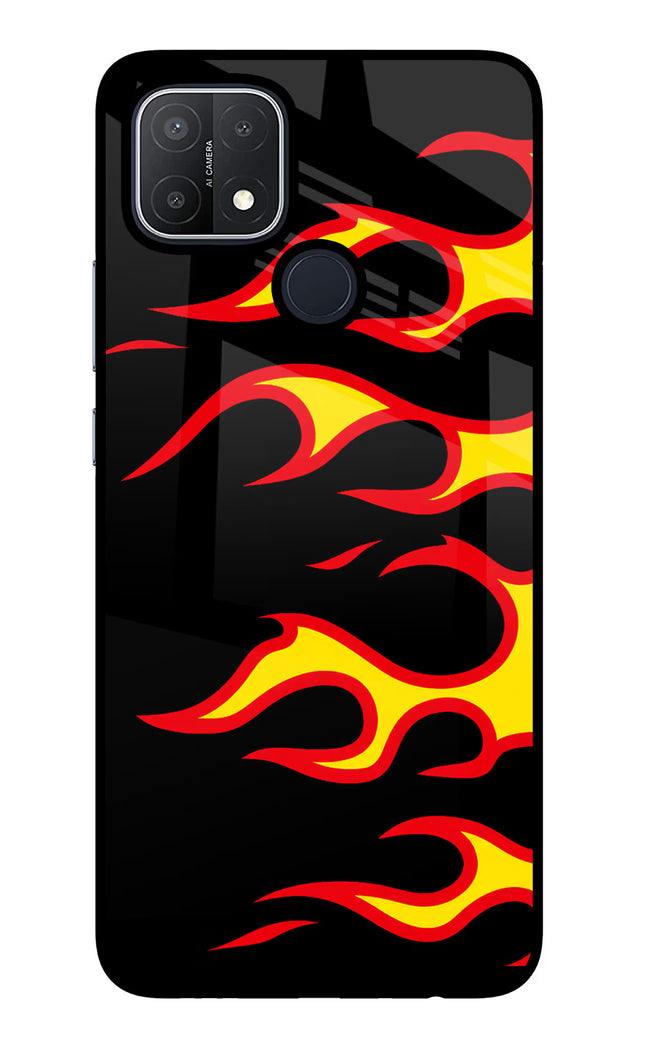 Side Sweep Flames Oppo A15/A15s Glass Case