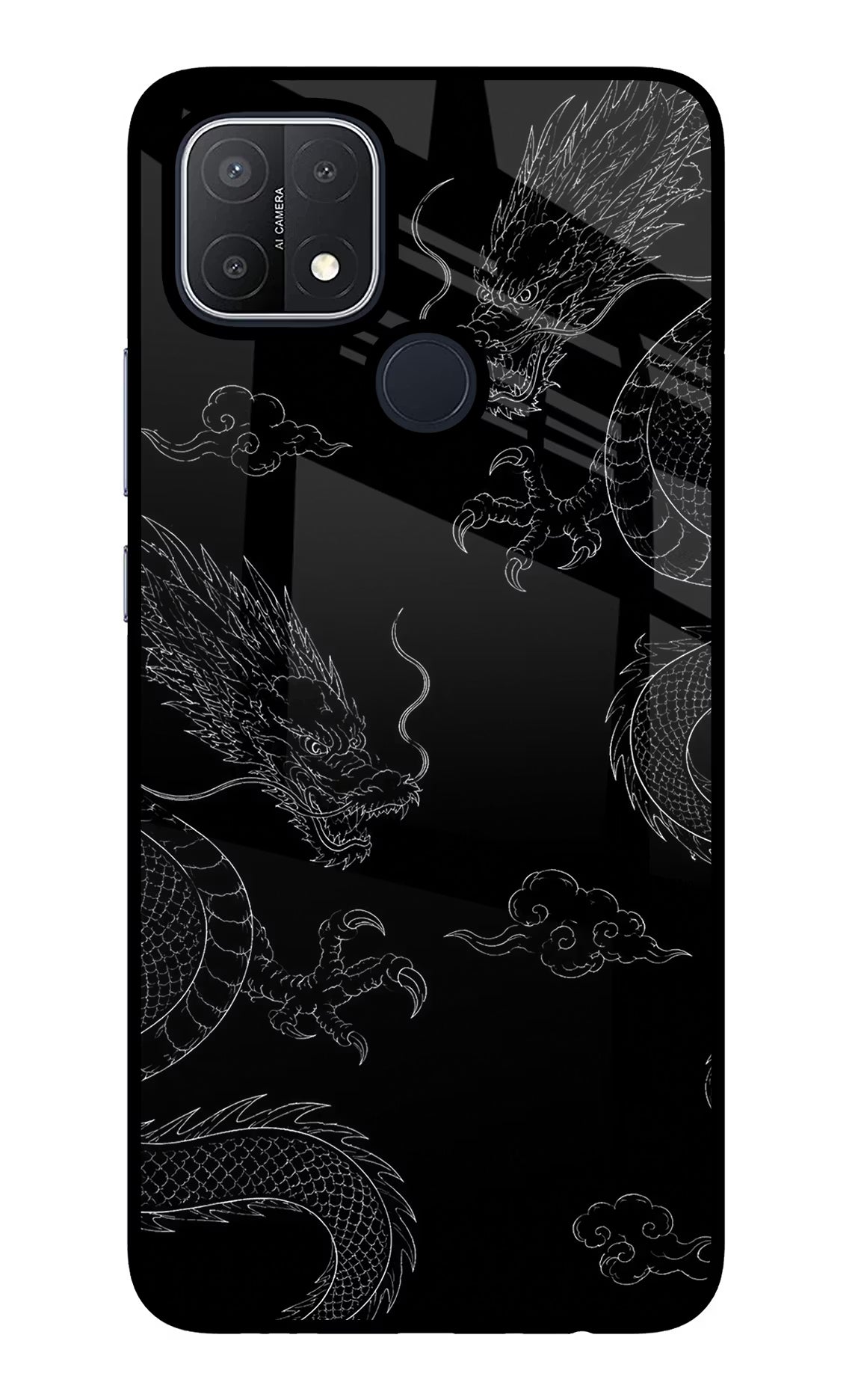 Twin Dragons Oppo A15/A15s Glass Case Back Cover by Casekaro