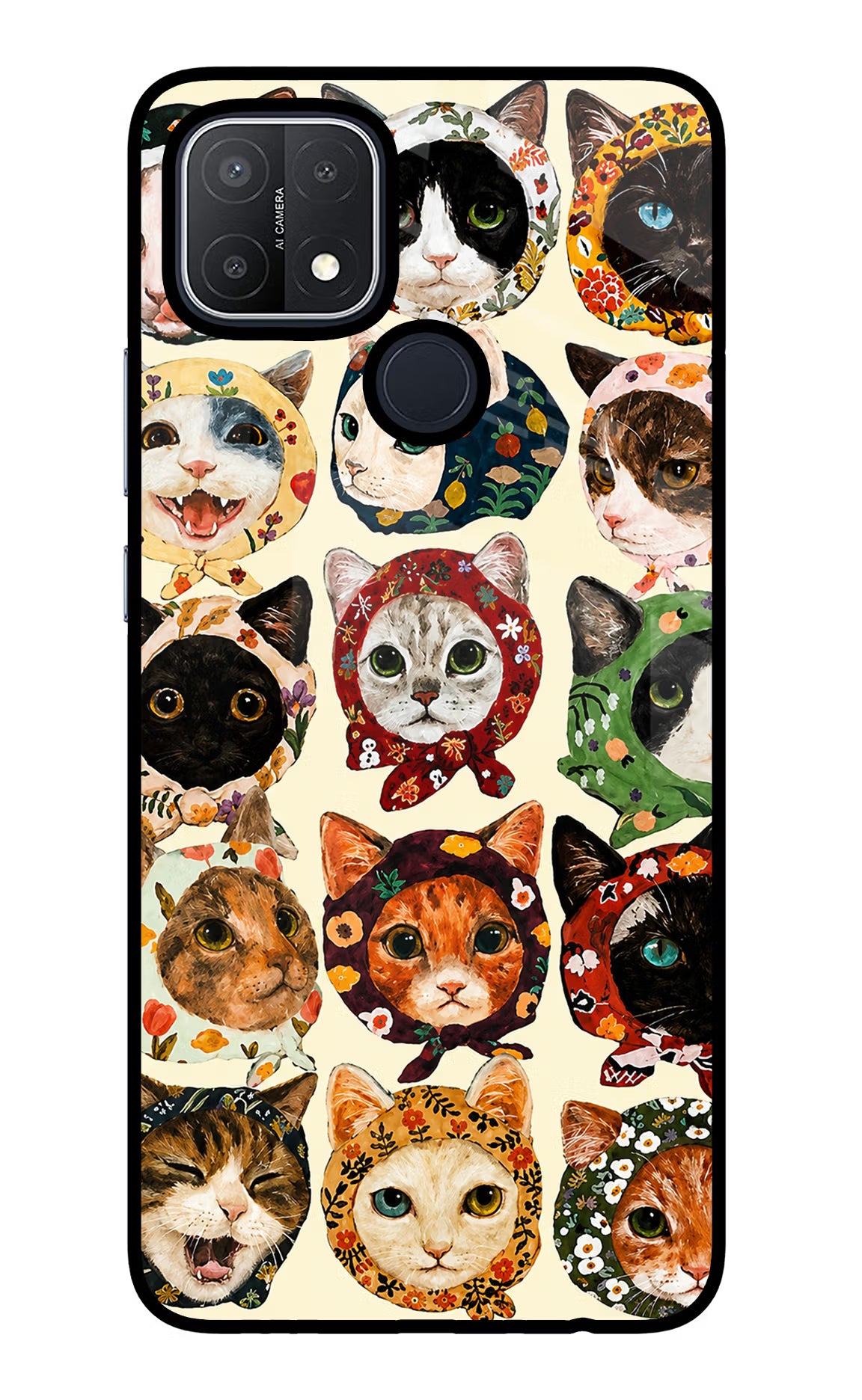 Cool Cat Oppo A15/A15s Glass Case