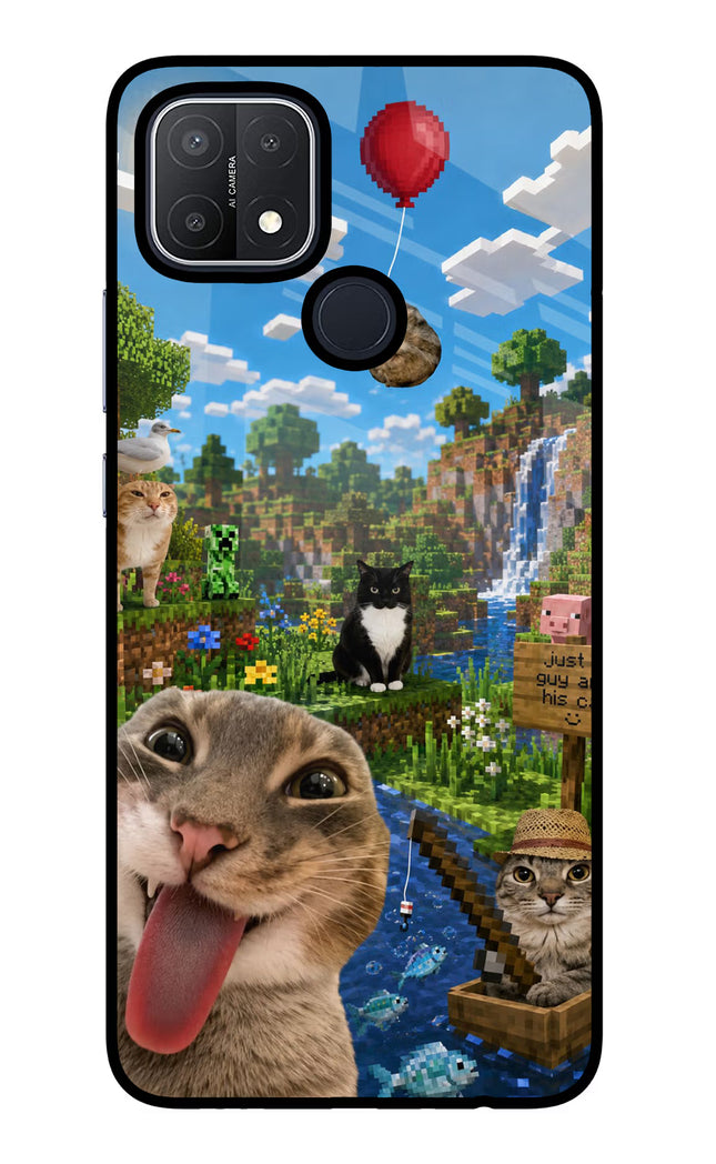 Minecraft Cat Chaos Oppo A15/A15s Glass Case