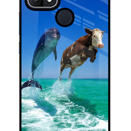Dolphin vs Cow Oppo A15/A15s Glass Case