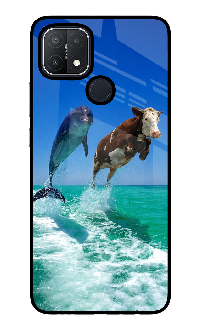 Dolphin vs Cow Oppo A15/A15s Glass Case
