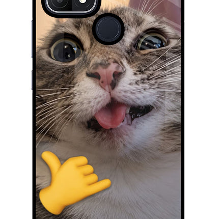 Silly Cat Call Oppo A15/A15s Glass Case