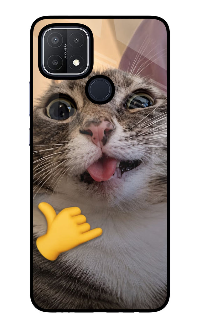 Silly Cat Call Oppo A15/A15s Glass Case