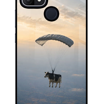 Skydiving Cow Oppo A15/A15s Glass Case