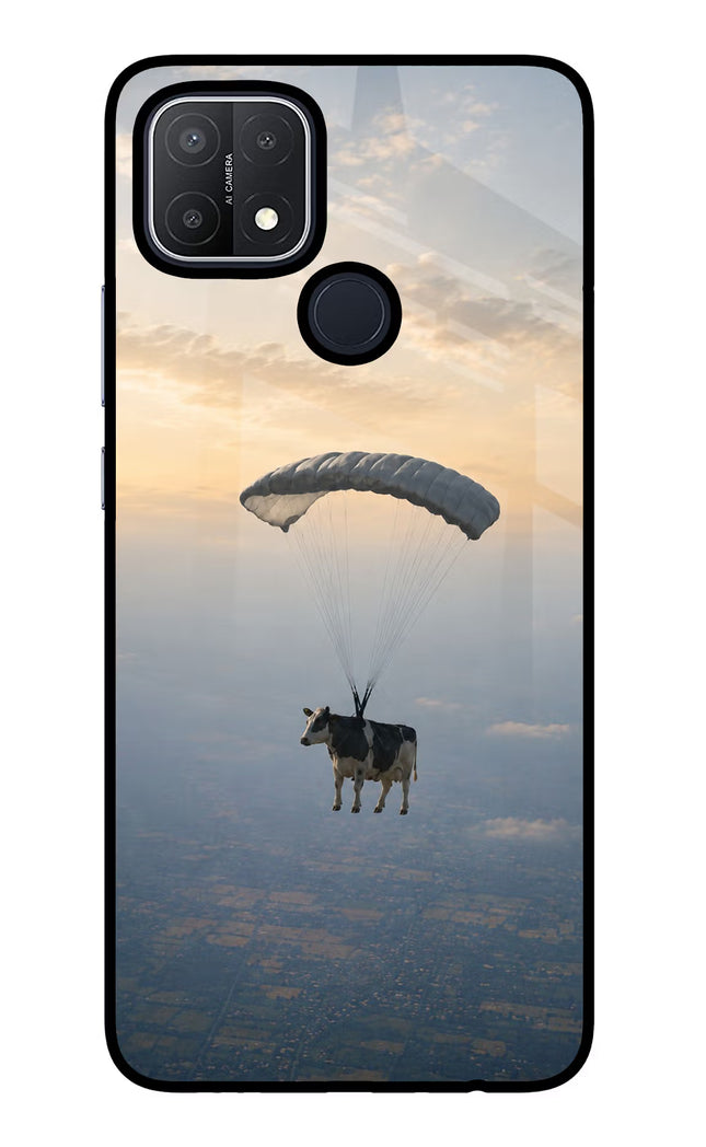 Skydiving Cow Oppo A15/A15s Glass Case