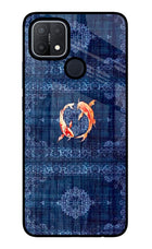 Koi Blue Oppo A15/A15s Glass Case Back Cover by Casekaro