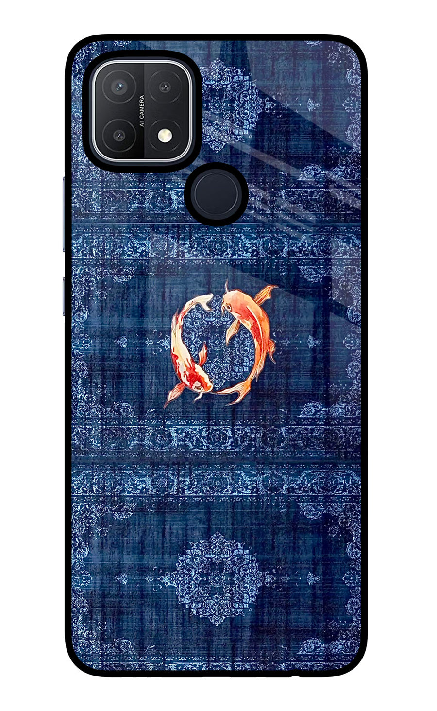 Koi Blue Oppo A15/A15s Back Cover, Glass case