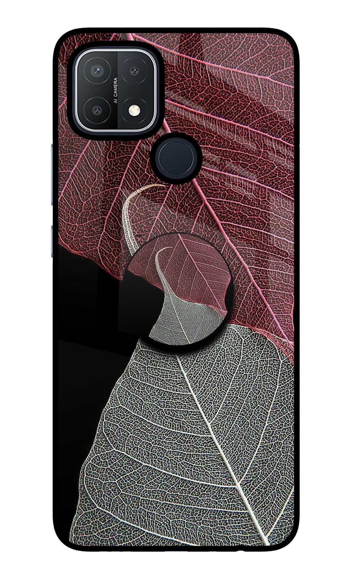 Leaf Pattern Oppo A15/A15s Glass Case