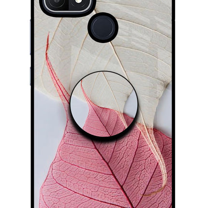 White Pink Leaf Oppo A15/A15s Pop Case by Casekaro