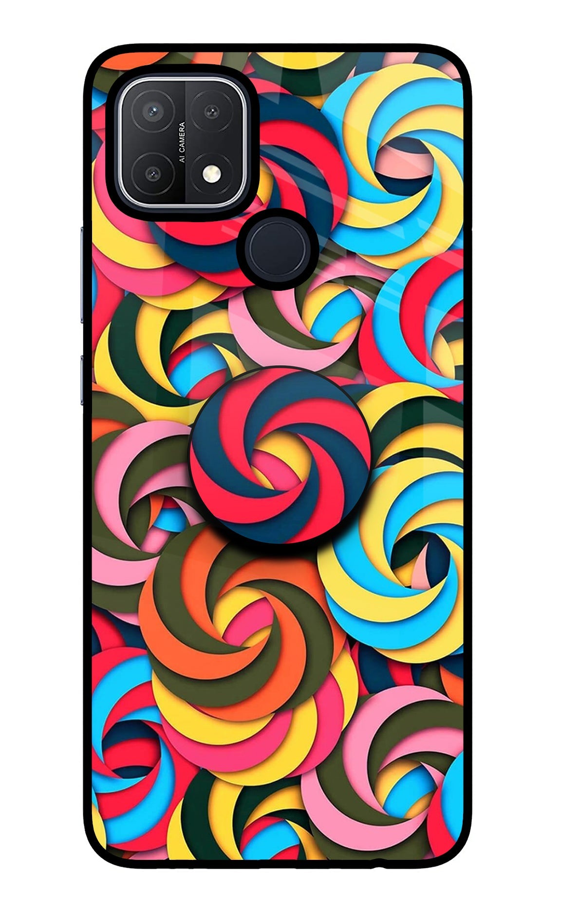 Spiral Pattern Oppo A15/A15s Glass Case