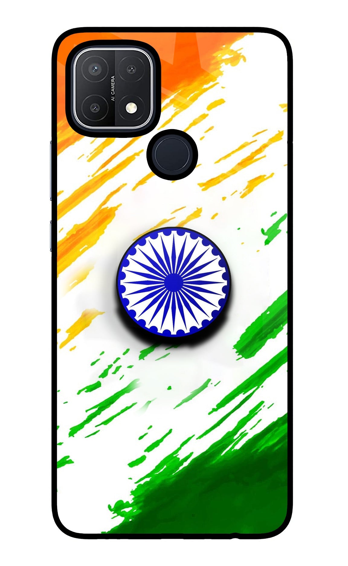 Indian Flag Ashoka Chakra Oppo A15/A15s Glass Case