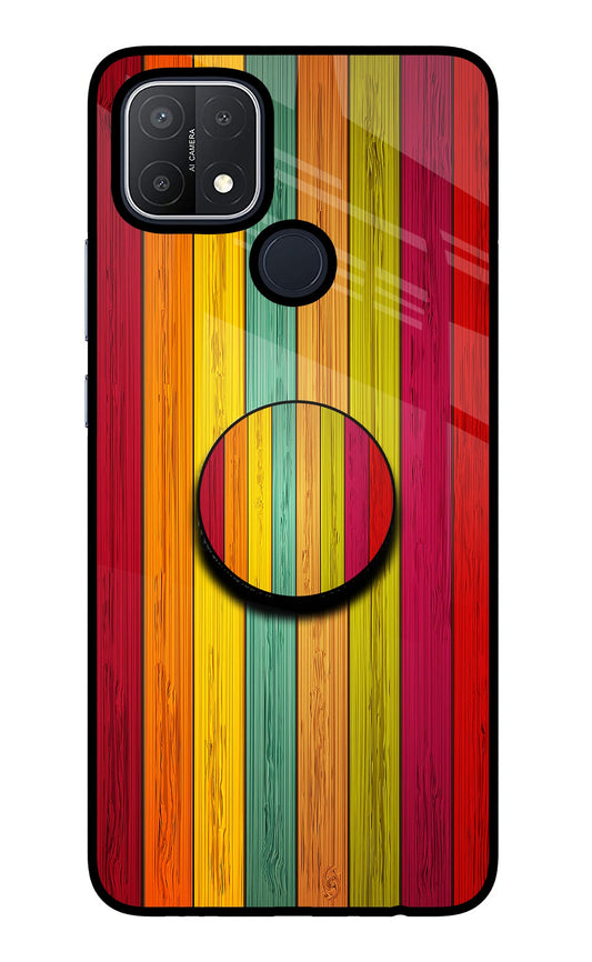 Multicolor Wooden Oppo A15/A15s Glass Case