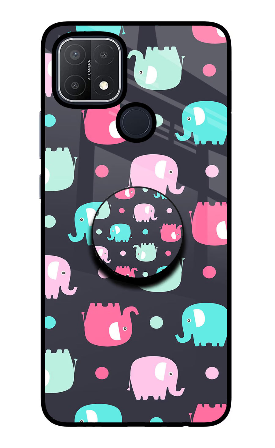 Baby Elephants Oppo A15/A15s Pop Case, Glass case