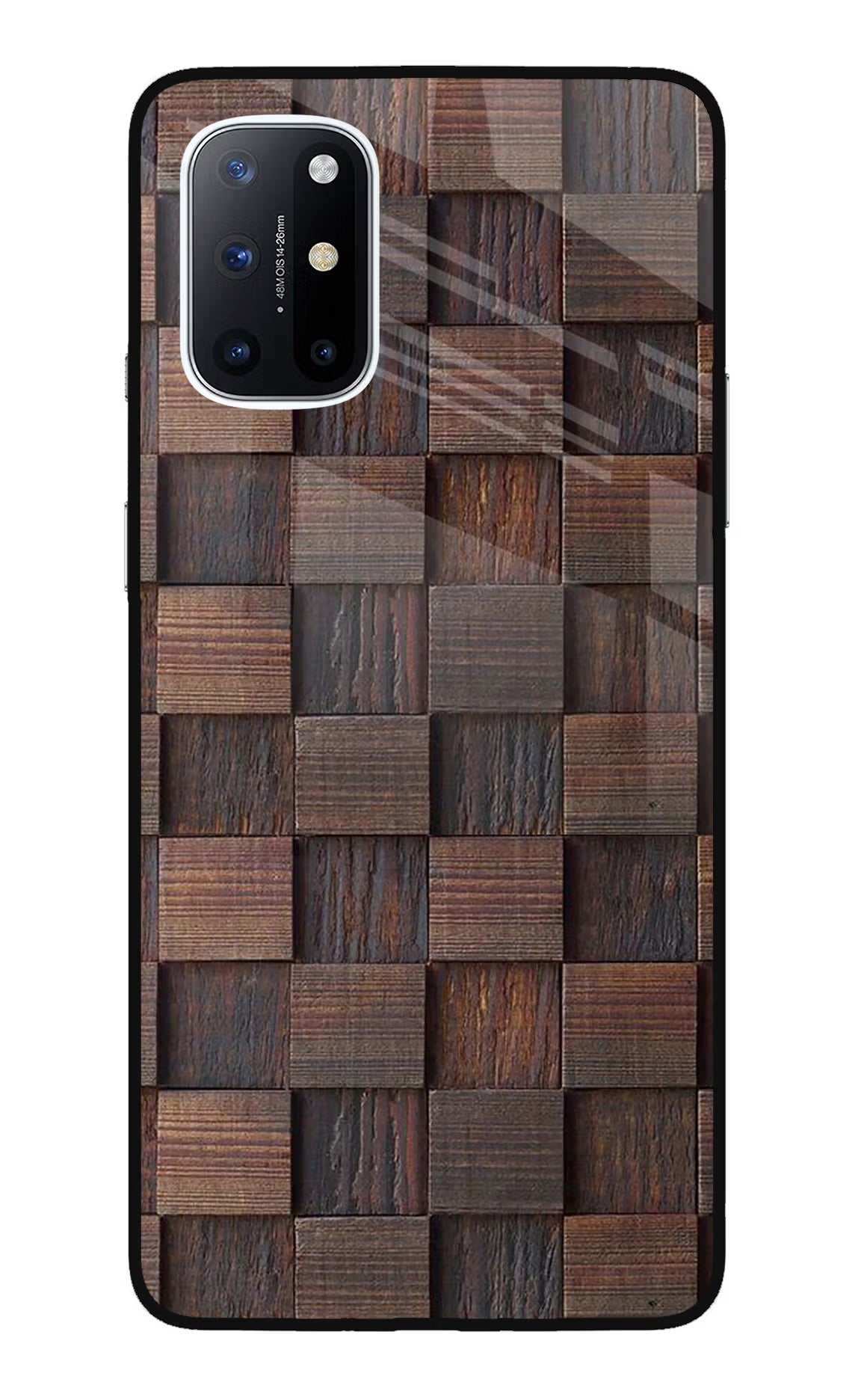 Wooden Cube Design Oneplus 8T Glass Case Back Cover by Casekaro