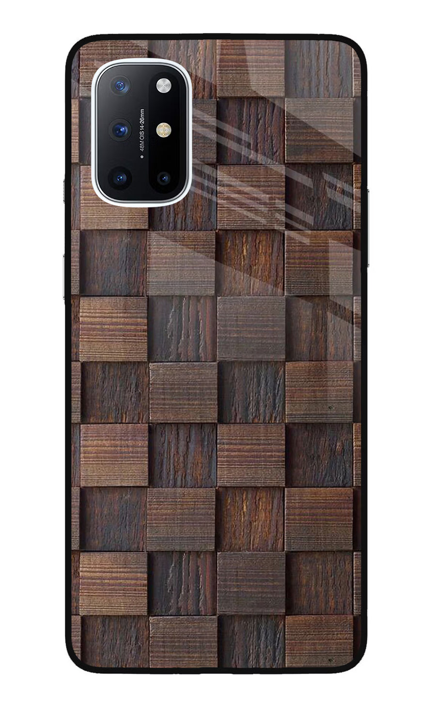 Wooden Cube Design Oneplus 8T Back Cover, Glass case