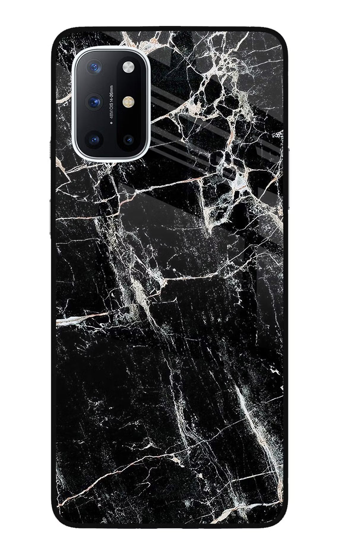 Black Marble Texture Oneplus 8T Glass Case Back Cover by Casekaro