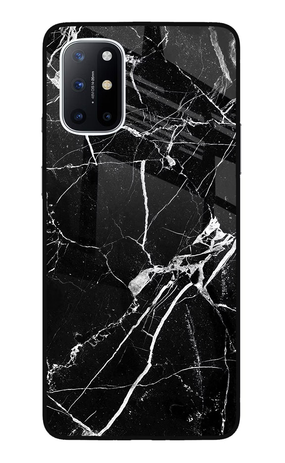 Black Marble Pattern Oneplus 8T Glass Case Back Cover by Casekaro
