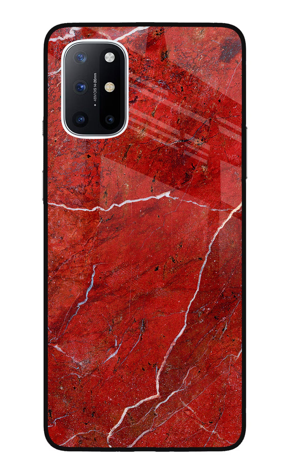 Red Marble Design Oneplus 8T Glass Case Back Cover by Casekaro