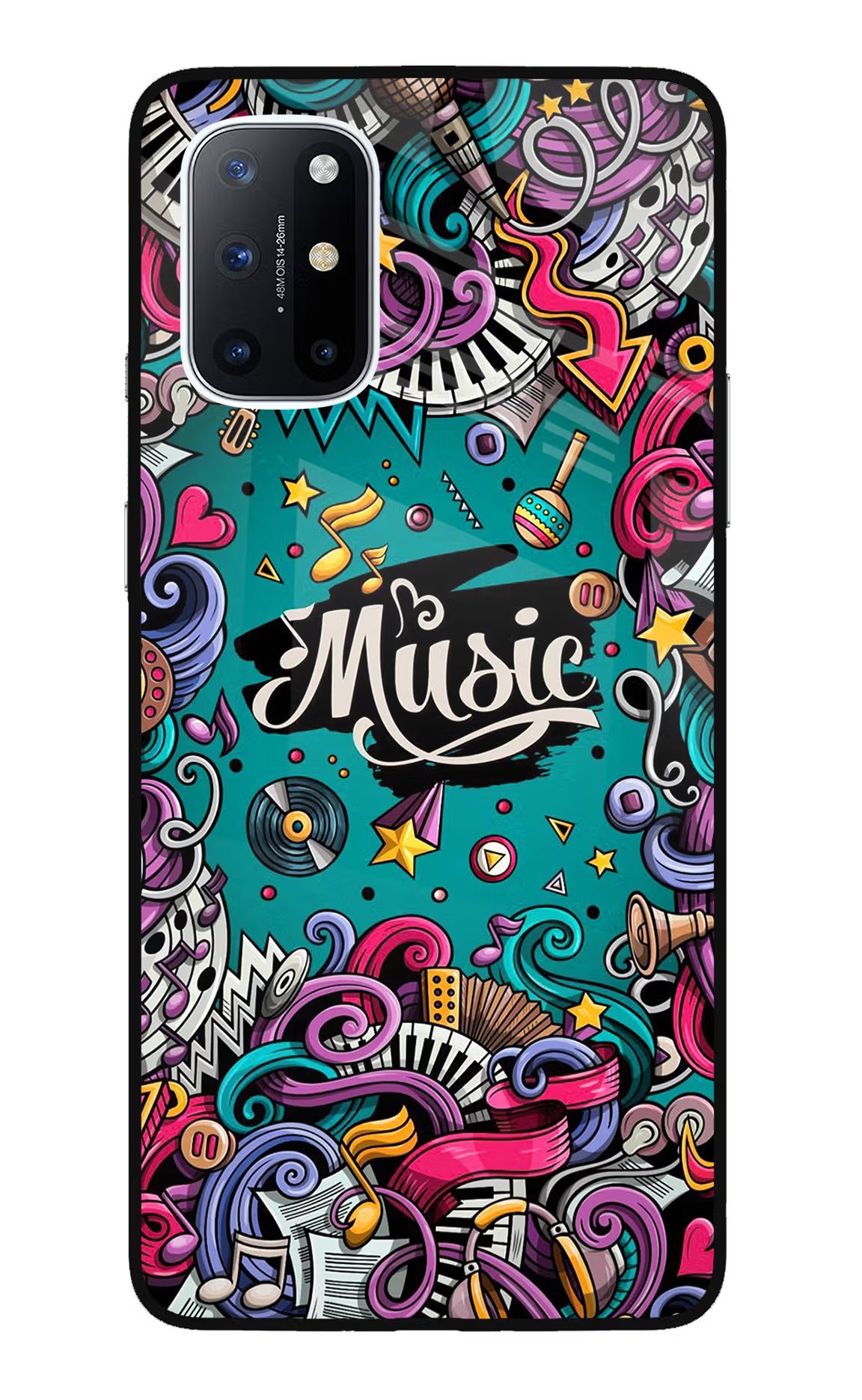 Music Graffiti Oneplus 8T Glass Case Back Cover by Casekaro