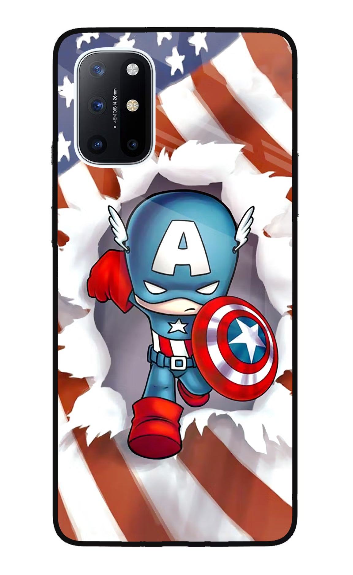Captain America Oneplus 8T Glass Case Back Cover by Casekaro