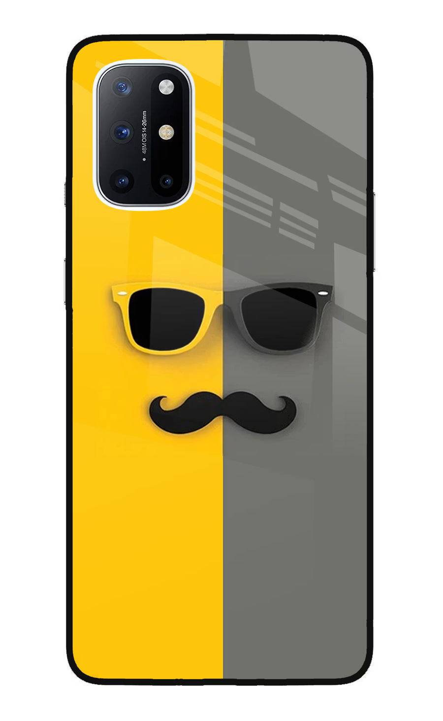 Sunglasses with Mustache Oneplus 8T Back Cover, Glass case