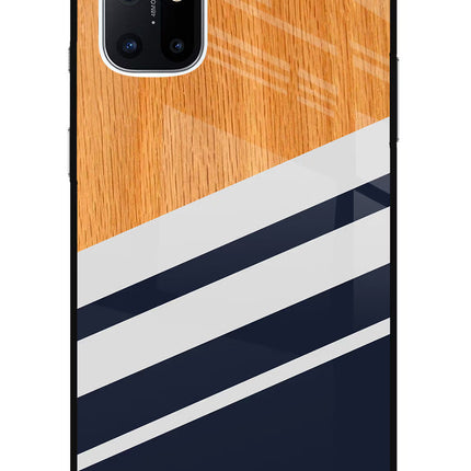 Blue and white wooden Oneplus 8T Glass Case