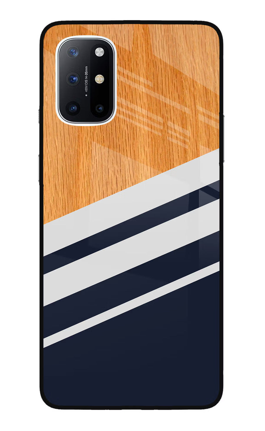 Blue and white wooden Oneplus 8T Back Cover, Glass case