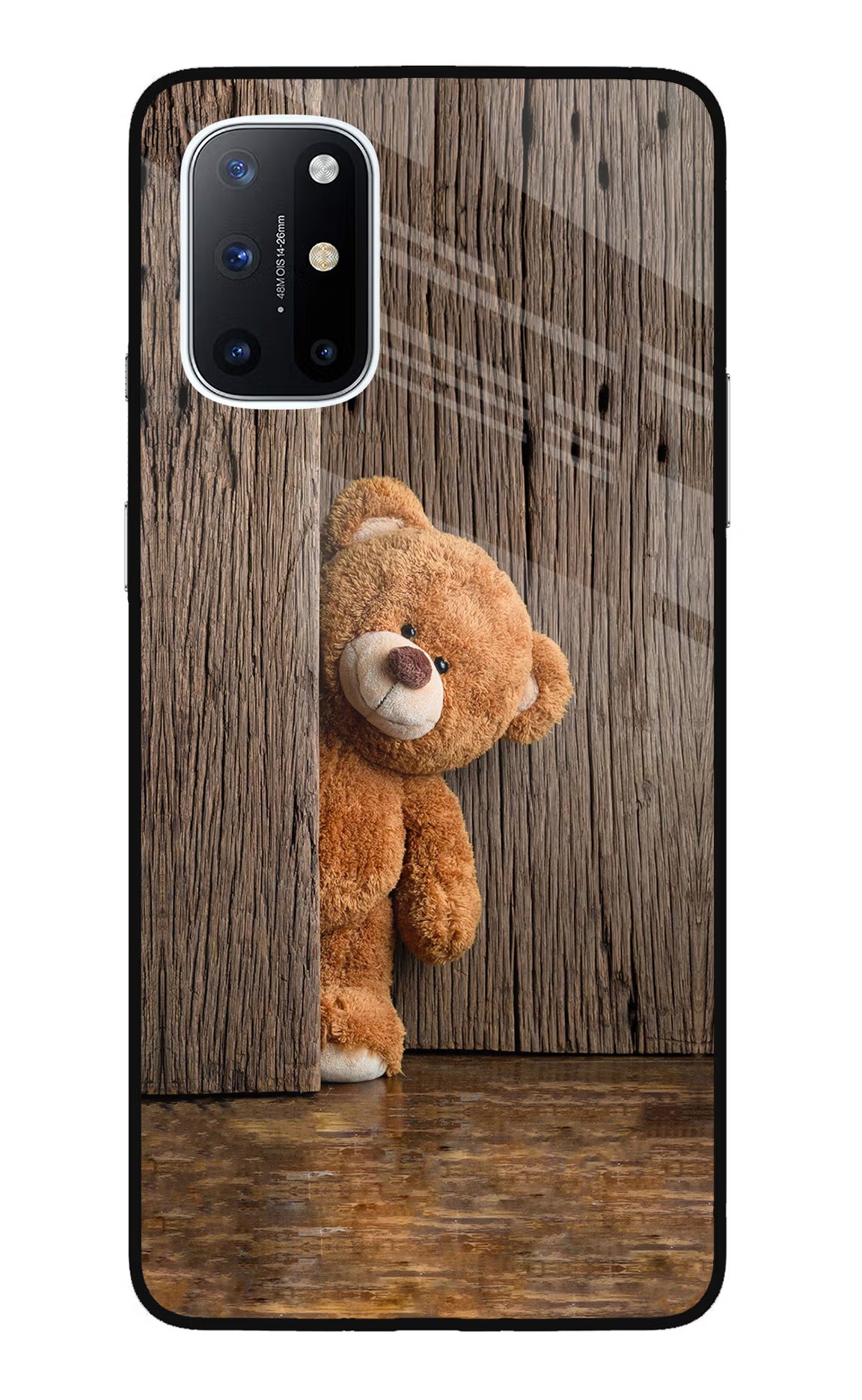 Teddy Wooden Oneplus 8T Glass Case Back Cover by Casekaro