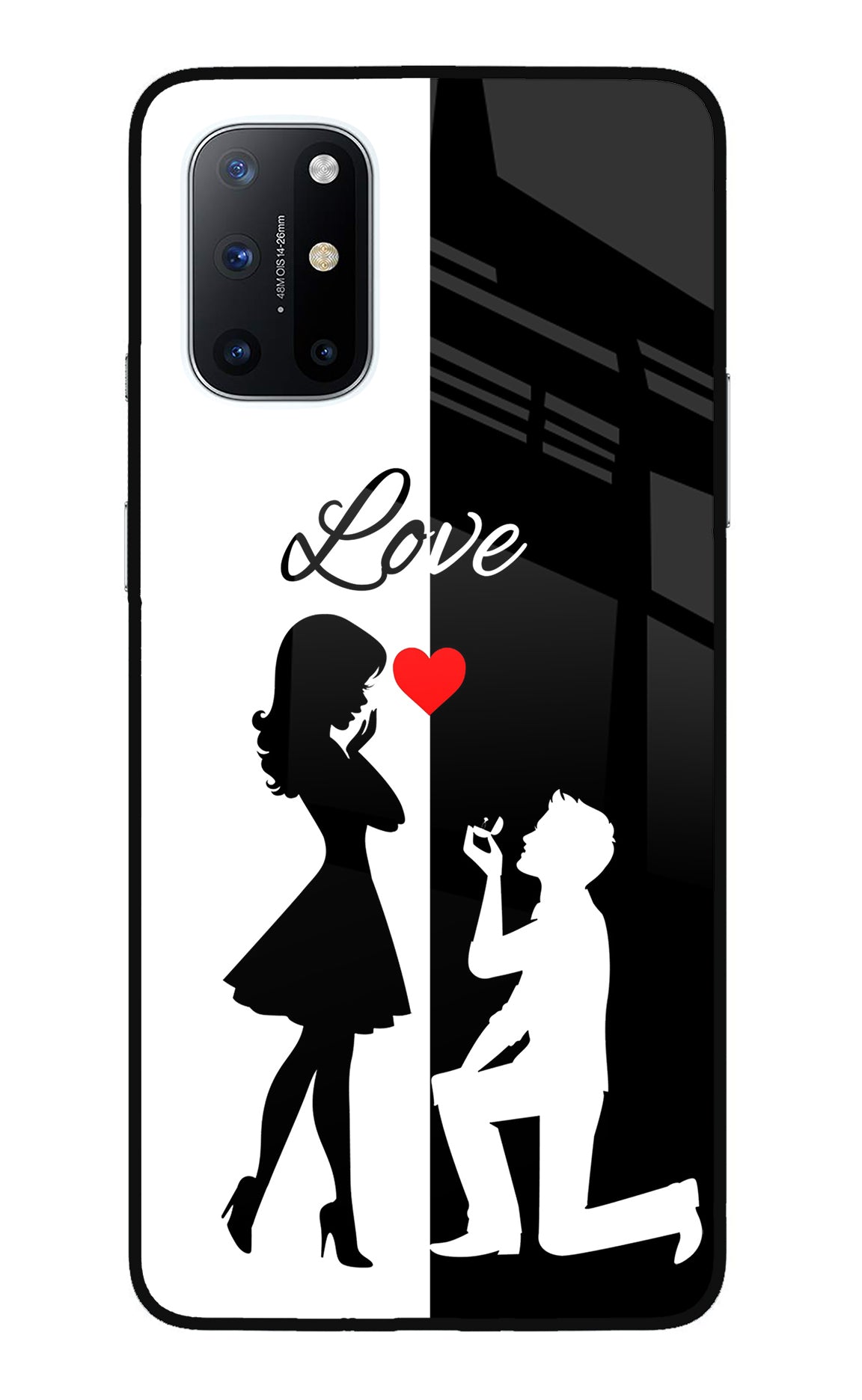 Love Propose Black And White Oneplus 8T Glass Case