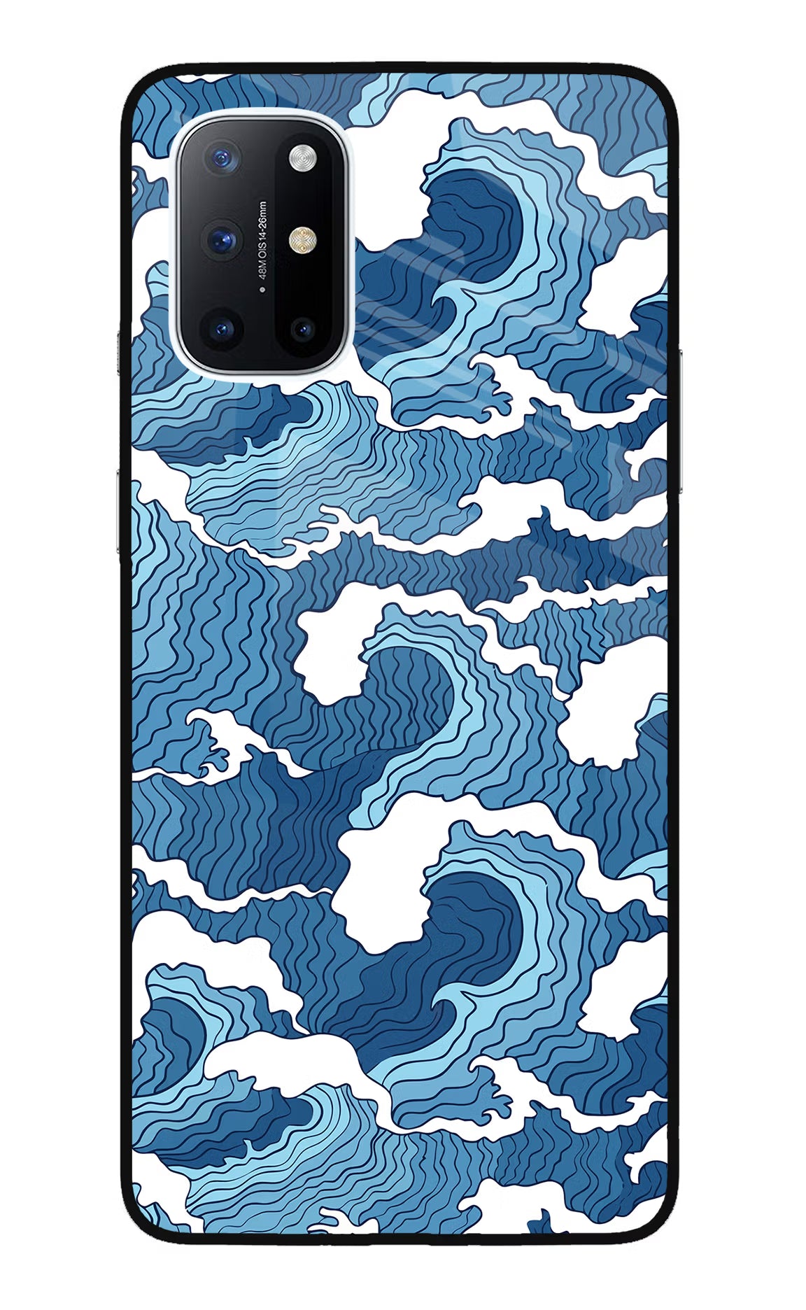 Blue Waves Oneplus 8T Glass Case Back Cover by Casekaro