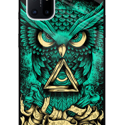 Green Owl Oneplus 8T Glass Case Back Cover by Casekaro