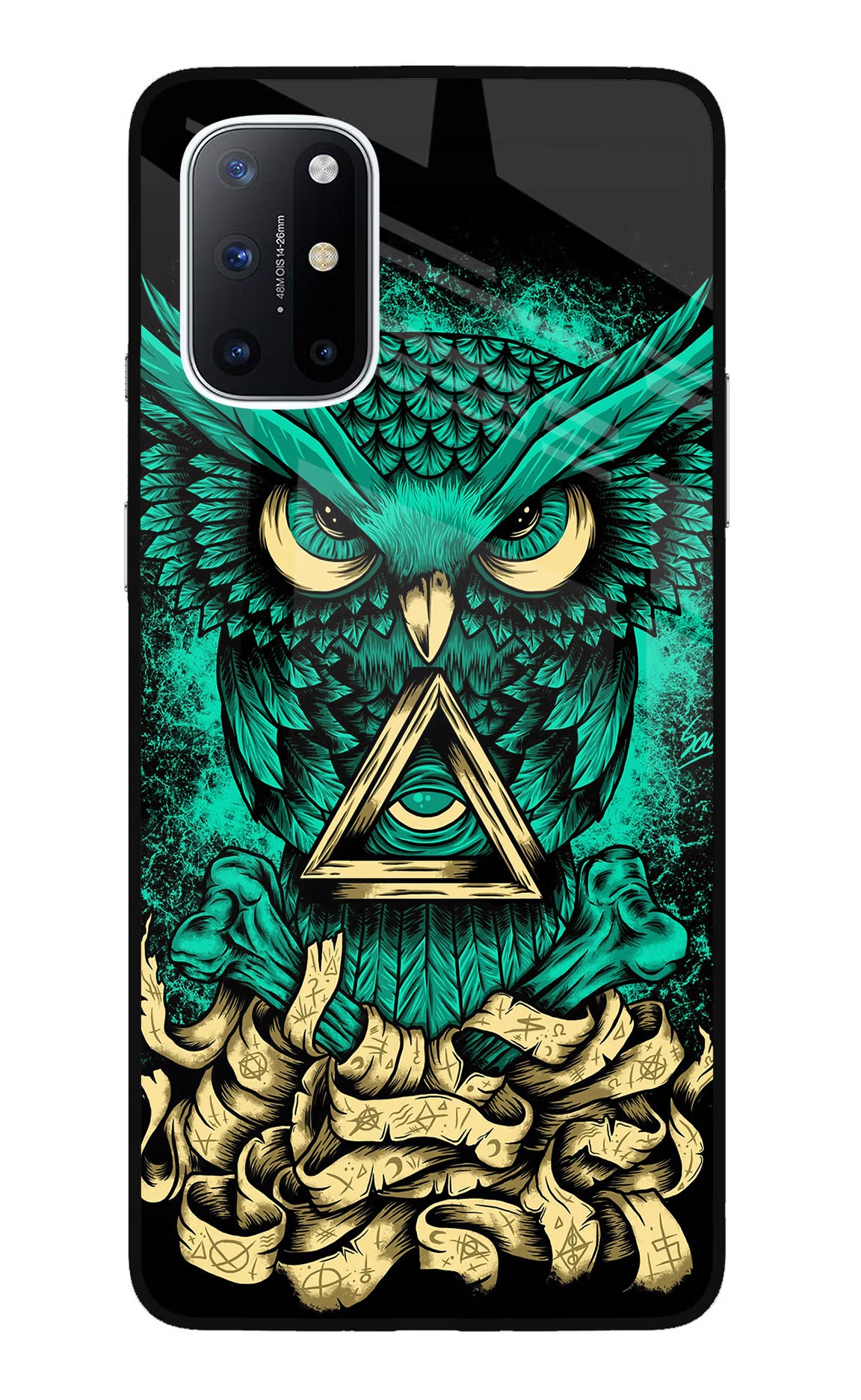 Green Owl Oneplus 8T Glass Case Back Cover by Casekaro
