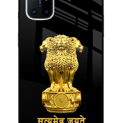 Satyamev Jayate Golden Oneplus 8T Glass Case