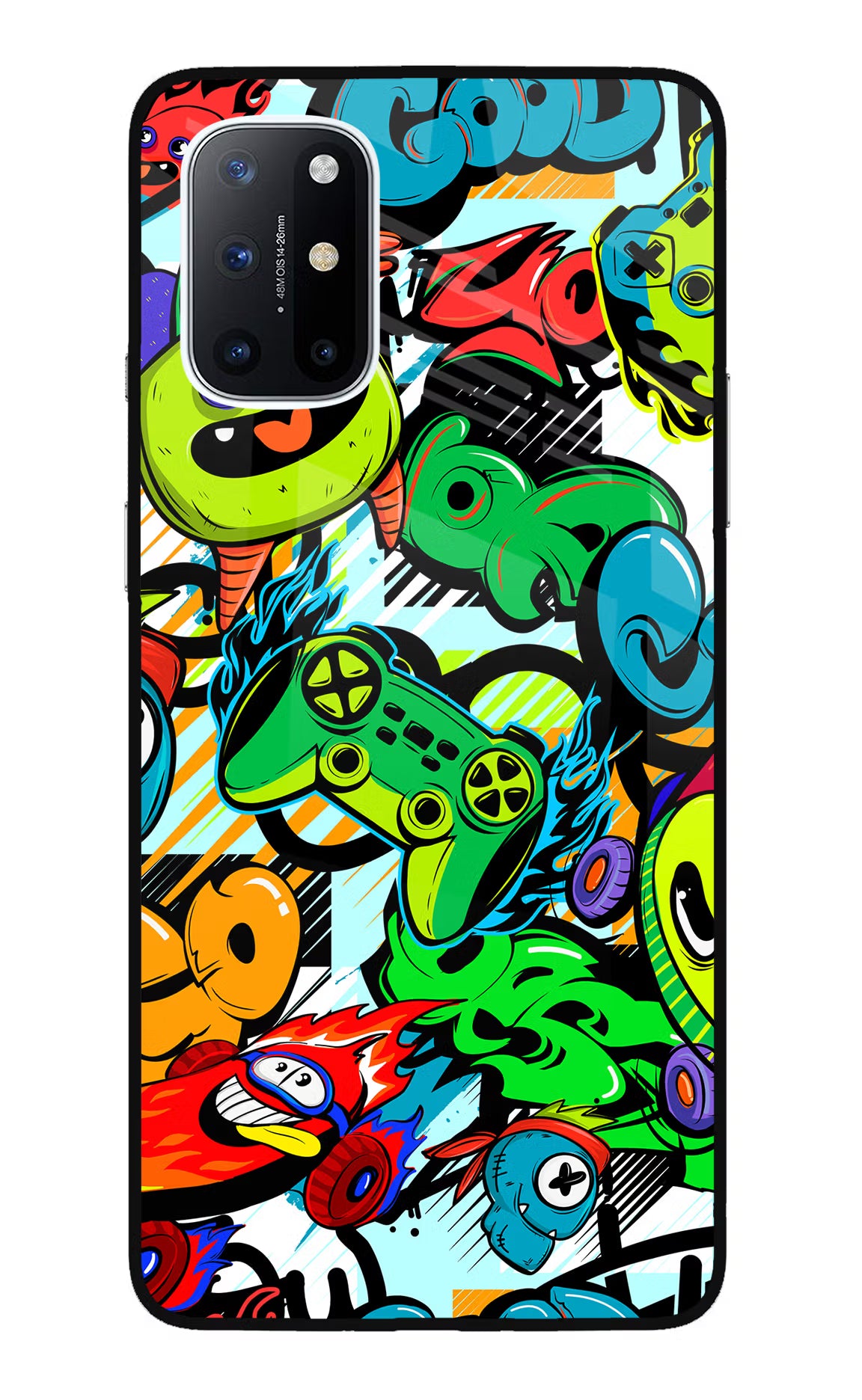 Game Doodle Oneplus 8T Glass Case Back Cover by Casekaro