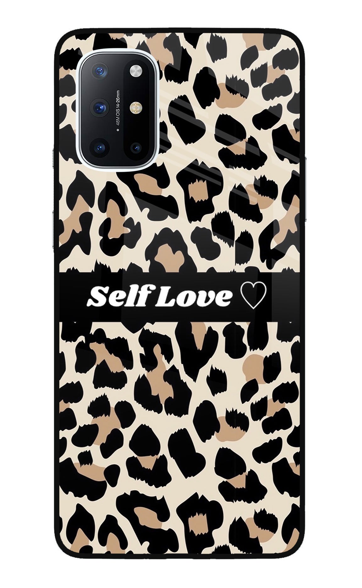 Leopard Print Self Love Oneplus 8T Glass Case