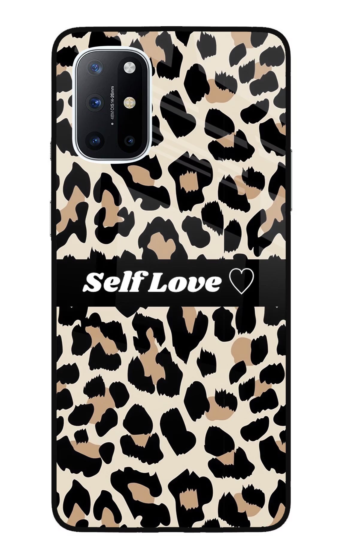 Leopard Print Self Love Oneplus 8T Glass Case Back Cover by Casekaro